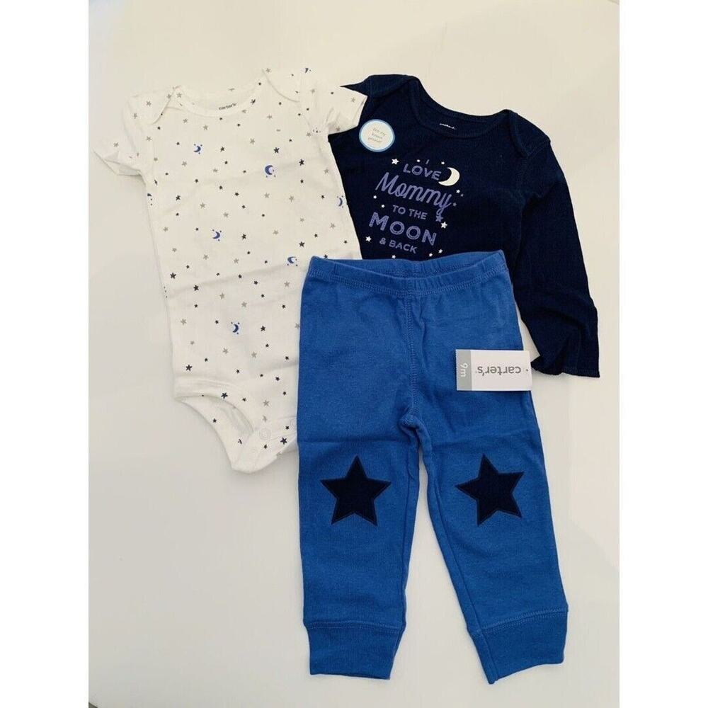9 Months Carters Baby 3 Piece "I Love Mommy . . " Pants Long & Short Sleeve New - Picture 2 of 4